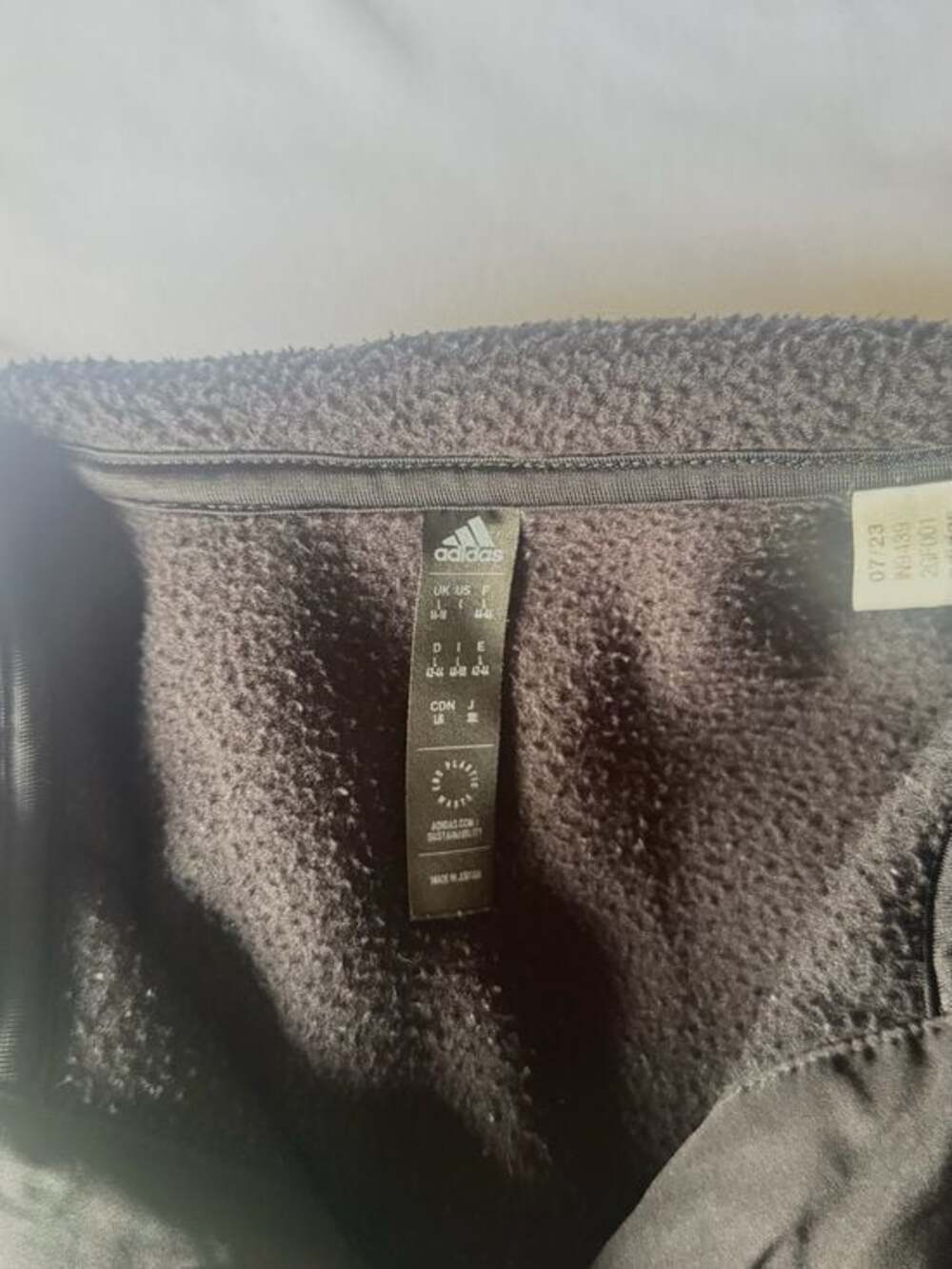 Adidas Cropped Sherpa Fleece Pullover Black Snap Mock Neck — Women's Size Large - Picture 5 of 8